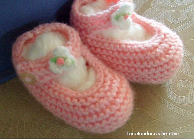 Mary Jane Booties Knitting sapatinho bebe