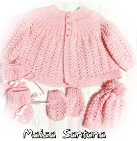 Conjuntinho de tricô para bebê lindo e fofo da Maisa Santana