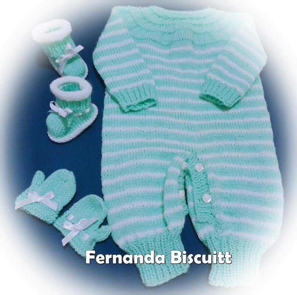 Conjunto lindo! | Tip-top, luva e sapatinho em tricô | da Fernanda Biscuitt